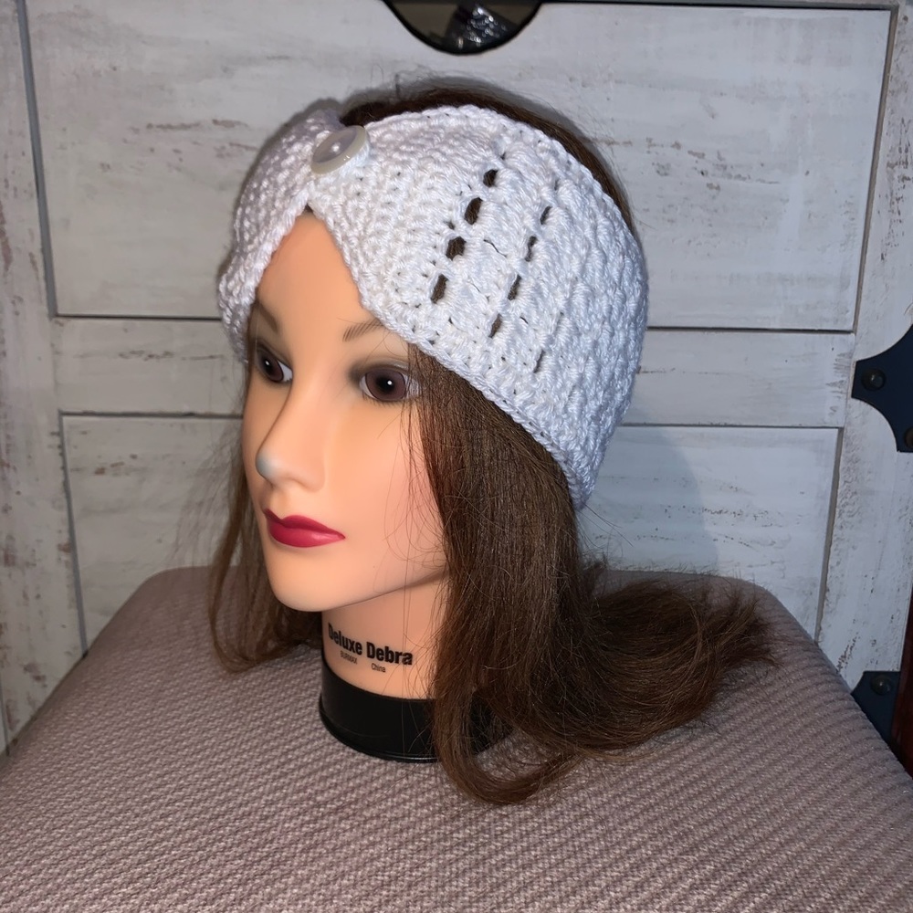 White Button Headband